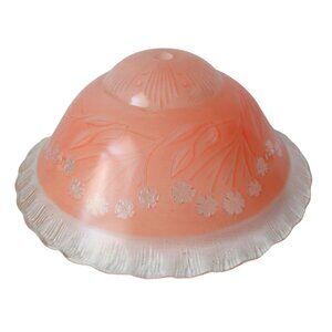 Vintage Ceiling Lamp Shade Pastel Pink Embossed Design 1950's Light fixture